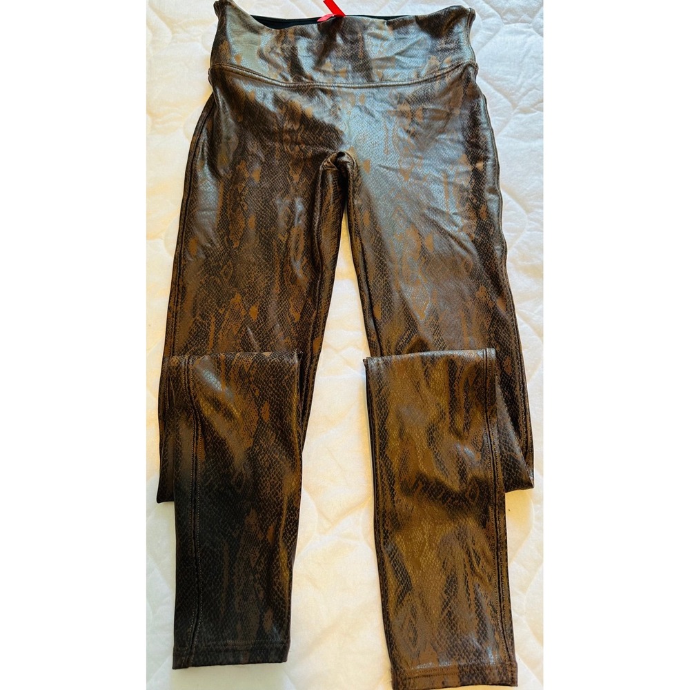 Women's Spanx faux snakeskin brown and black leggings size‎ s p